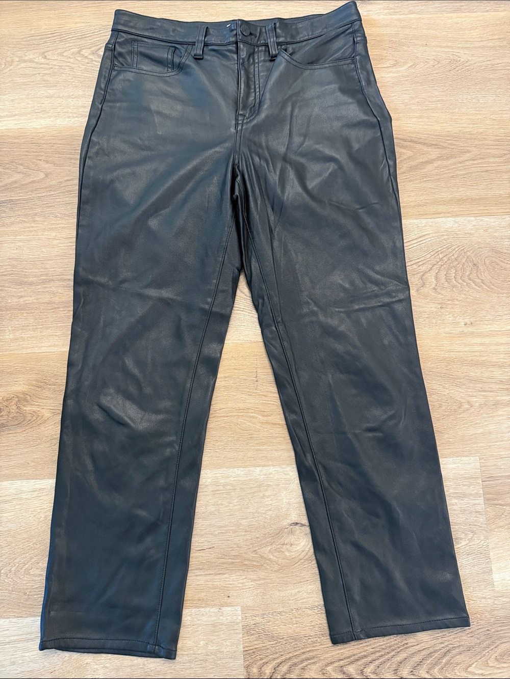 J. Crew Black Straight-Leg Leather Pants